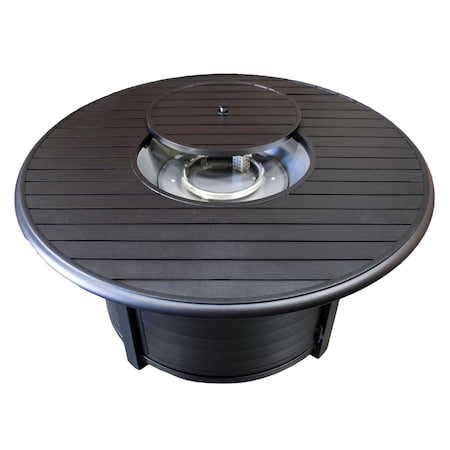 Hiland Outdoor Round Aluminum Propane Fire Pit in Black F-1350-FPT